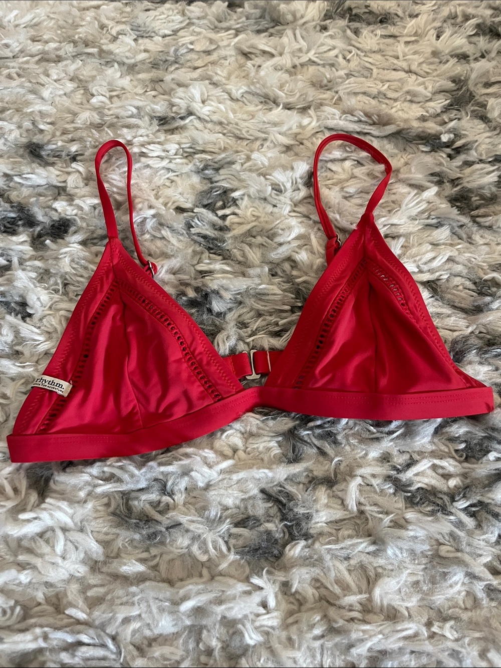 Rhythm. Bright Red Triangle Bralette with back hook closure